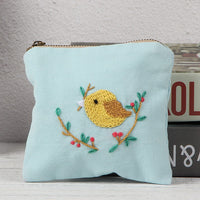 DIY Embroidery Coin Purse Kit for Beginners, Creative Handmade Fabric Craft Material Pack for Adults, Ribbon Embroidery