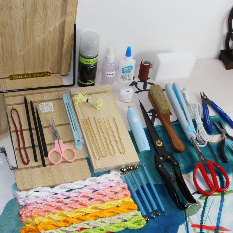 Intangible Cultural Heritage Velvet Flower DIY Kit with Flocking Stand - Beginner-Friendly Silk Thread Set