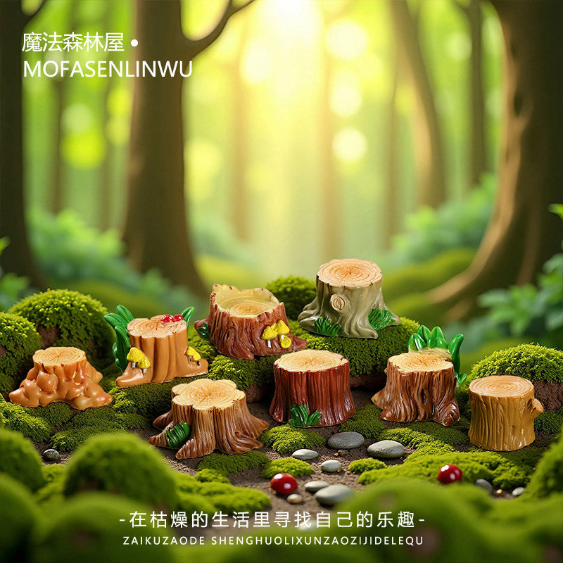 Mini Tree Stump Resin Ornaments for Moss Micro Landscape DIY Decoration