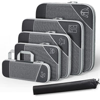 Travel Compression Packing Cubes Set with Shoe Bag, Mesh Visible Luggage Organizer Bags