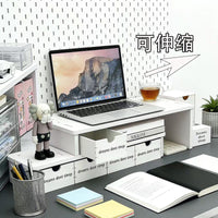 Ins Style Desk Organizer with Drawers, Wood-Plastic Riser for Tablet and Storage