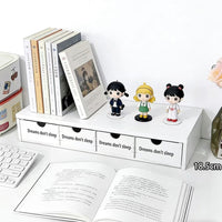 Ins Style Desk Organizer with Drawers, Wood-Plastic Riser for Tablet and Storage