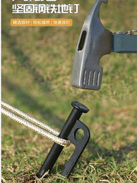 Outdoor Tent Pegs Windproof Rope Set with Hammer for Camping Canopy Beach Shelter