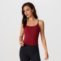 New Summer French Square Neck Casual Outdoor Sports Running Yoga Built-in Bra Tank Top