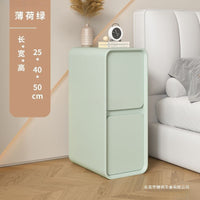 Ultra-Thin Solid Wood Nightstand with Soft Upholstery for Small Spaces, Minimalist Cream Style Bedroom Bedside Cabinet