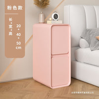 Ultra-Thin Solid Wood Nightstand with Soft Upholstery for Small Spaces, Minimalist Cream Style Bedroom Bedside Cabinet
