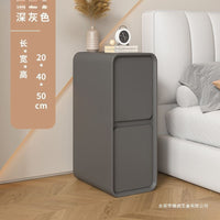 Ultra-Thin Solid Wood Nightstand with Soft Upholstery for Small Spaces, Minimalist Cream Style Bedroom Bedside Cabinet