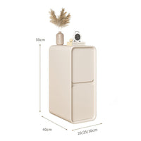Ultra-Thin Solid Wood Nightstand with Soft Upholstery for Small Spaces, Minimalist Cream Style Bedroom Bedside Cabinet