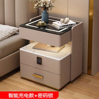 Smart Bedside Table Modern Luxury Multifunctional Wireless Charging Solid Wood Nightstand with Storage for Bedroom