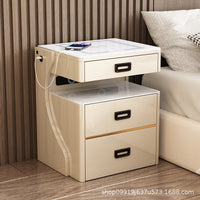 Smart Nightstand with Hidden Safe, Wireless Charging, and Integrated LED Light - Luxury Small Bedside Cabinet with USB Port
