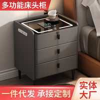 Multifunctional Smart Nightstand with Wireless Charging, Fingerprint Lock, Speaker, and LED Light for Bedroom Storage