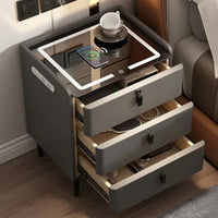Multifunctional Smart Nightstand with Wireless Charging, Fingerprint Lock, Speaker, and LED Light for Bedroom Storage
