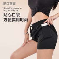 Women's High Waist Athletic Shorts with Liner - Quick Dry, Breathable, Anti-Chafe Yoga & Fitness Shorts