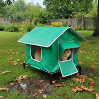 Moisture-Proof Waterproof Dog Kennel Sturdy Oxford Textile Elevated Pet House Stable Iron Frame All-Weather Pet Sanctuary Breathable Mesh Window for Backyard, Balcony