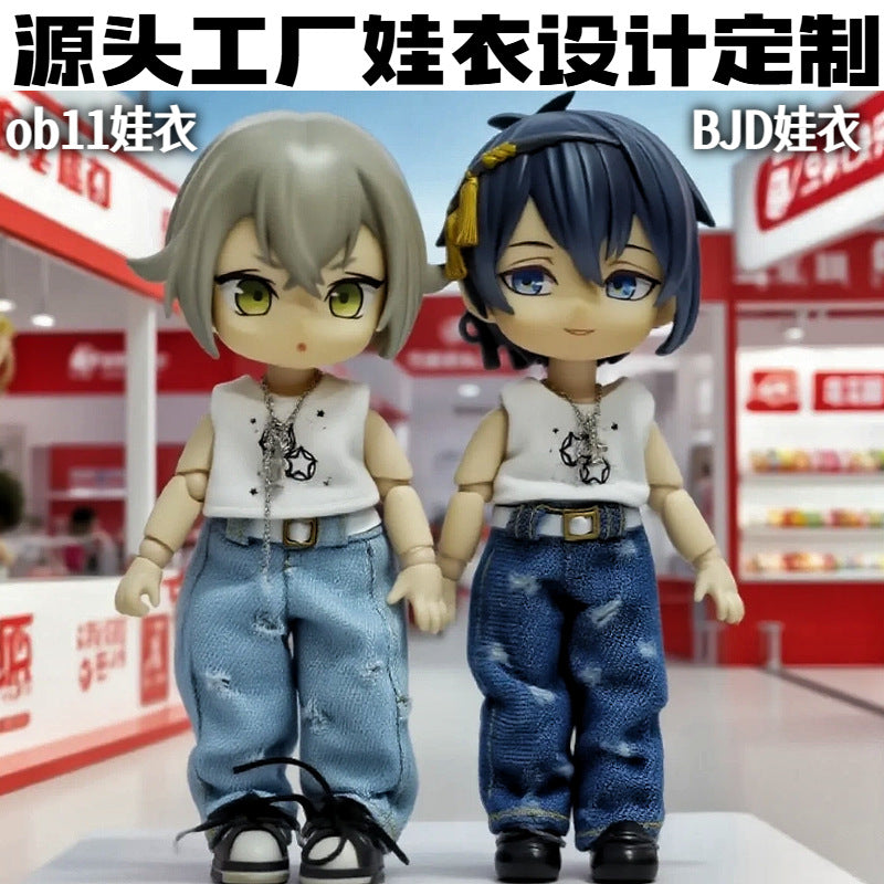 OB11 Doll Clothes Denim Jeans and Top for GSC 1/12 BJD YMY Dolls