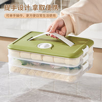Multi-layer Dumpling Storage Box with Timer for Refrigerator Freezer, Household Kitchen Wonton Fresh-keeping Container