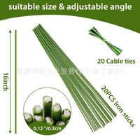 Plant Support Stakes for Garden Potted Plants, Green Single Stem Plant Rods, Iron Wire Plant Cages