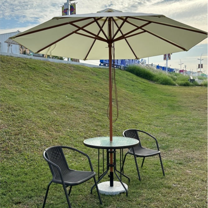 Outdoor Sunshade Umbrella with Marble Base for Patio, Beach, and Commercial Use - UV Protection