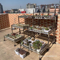 Stainless Steel Outdoor Balcony Patio Multi-layer Succulent Plant Stand Floor-standing Double-layer Mobile Flower Rack