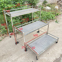 Stainless Steel Outdoor Balcony Patio Multi-layer Succulent Plant Stand Floor-standing Double-layer Mobile Flower Rack