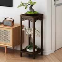 Solid Wood Flower Stand Chinese Style Balcony Living Room Floor-standing Multi-layer Plant Pot Rack for Succulents Green Dill