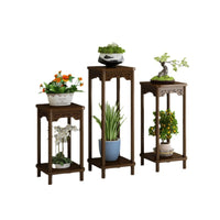 Solid Wood Flower Stand Chinese Style Balcony Living Room Floor-standing Multi-layer Plant Pot Rack for Succulents Green Dill