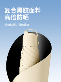 Compact 5-Fold Sun Umbrella UV Protection Mini Black Glue Sunshade Ultralight Pocket Umbrella for Women
