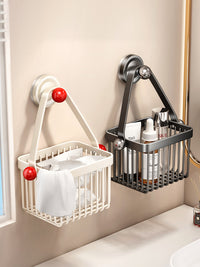 Wall-Mounted Suction Cup Facial Tissue Storage Basket for Bathroom Countertop, Draining Organizer for Used Face Towels