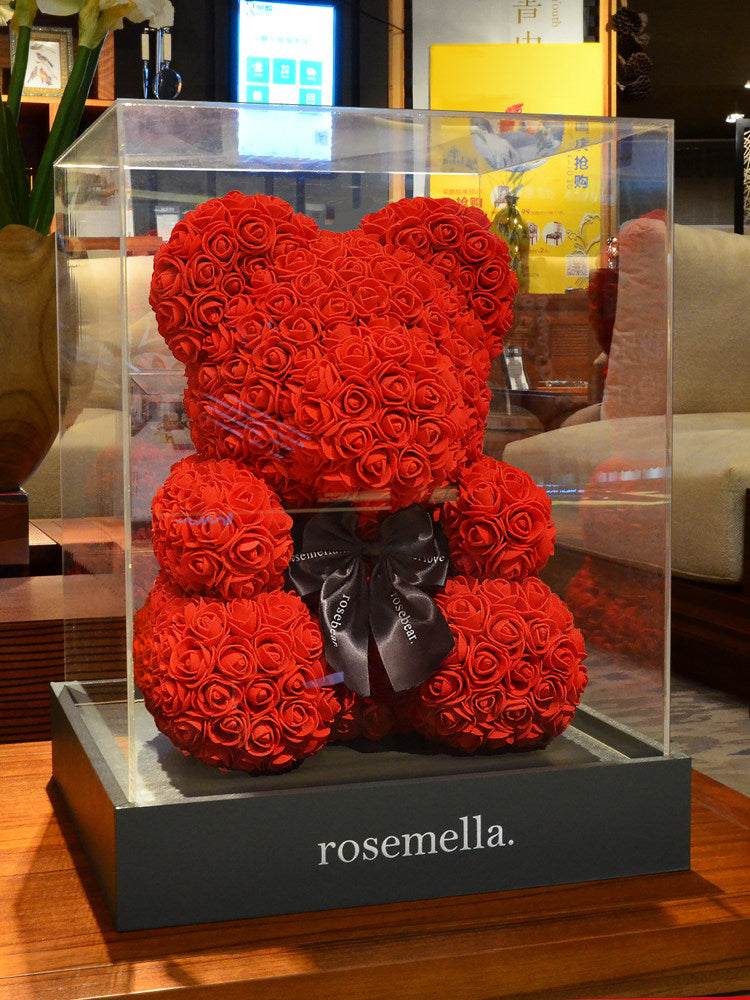 Preserved Rose Flower Bear Ornament Gift for Girls, Birthdays, Girlfriends, Weddings, Valentine's Day