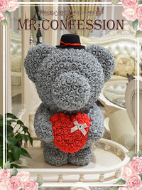 Preserved Rose Flower Bear Ornament Gift for Girls, Birthdays, Girlfriends, Weddings, Valentine's Day