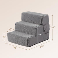 Washable Sponge Pet Ramp Portable Non-Slip Multi-Layer Steps Foldable into Sofa Bed for Cats and Dogs