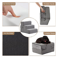 Washable Sponge Pet Ramp Portable Non-Slip Multi-Layer Steps Foldable into Sofa Bed for Cats and Dogs