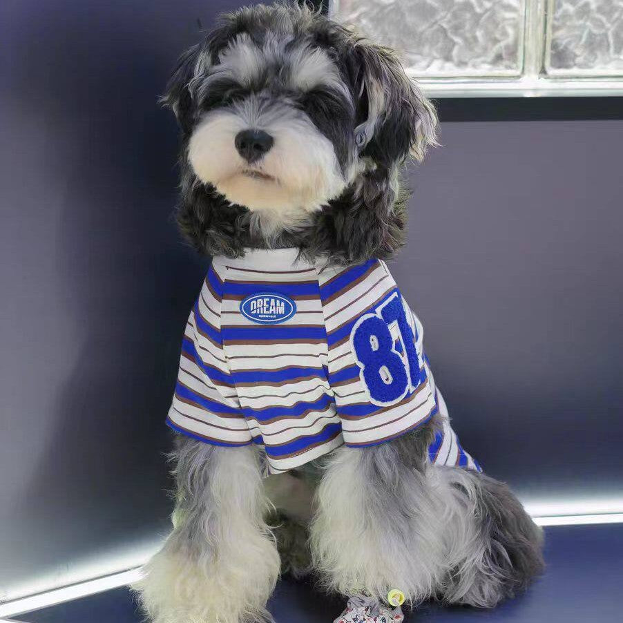 Wholesale Stylish Pet Dog Cat American Striped T-Shirt Spring Summer Thin Section for Small Dogs Schnauzer Teddy