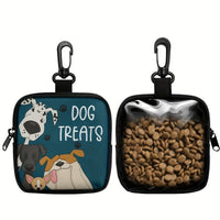Portable Cartoon Dog Treat Pouch with Hook for Training and Outdoor Activities, Zippered Snack Bag