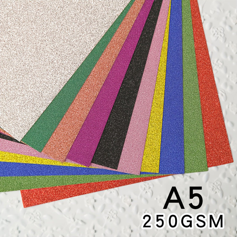 A5 Glitter Cardstock for DIY Kids' Paper Cutting and Origami, Kindergarten Craft Supplies, 250gsm Frosted Shimmer Hard Card Paper