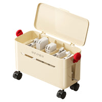 Multi-functional Data Cable Storage Box with Wheels for Home Living Room, Large Capacity Power Strip Organizer for Phone Charging Cables