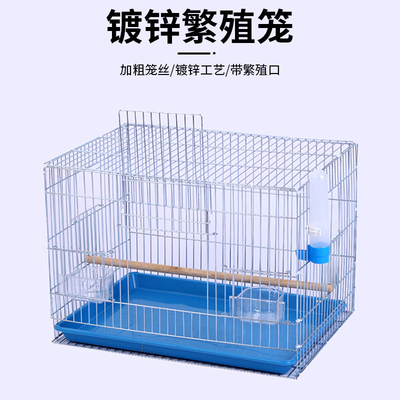 Electroplated Breeding Cage for Parrots, Mynahs, and Peonies - Enlarged and Thickened Galvanized Bird Cage with Breeding Opening