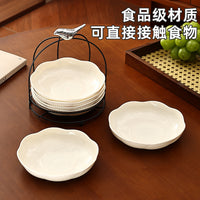 Vintage Style Household Bone Dish Snack Plate Living Room Dessert Fruit Plate Trash Plate with Storage Rack