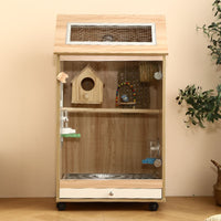 Solid Wood Parrot Cage for Adult Cockatiels Breeding and Ornamental Birds, DIY Landscape Cage