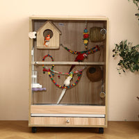 Solid Wood Parrot Cage for Adult Cockatiels Breeding and Ornamental Birds, DIY Landscape Cage