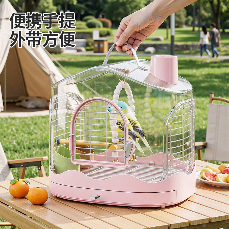 Portable Bird Cage for Parrots and Small Birds - Travel Carrier for Outdoor Use and Home