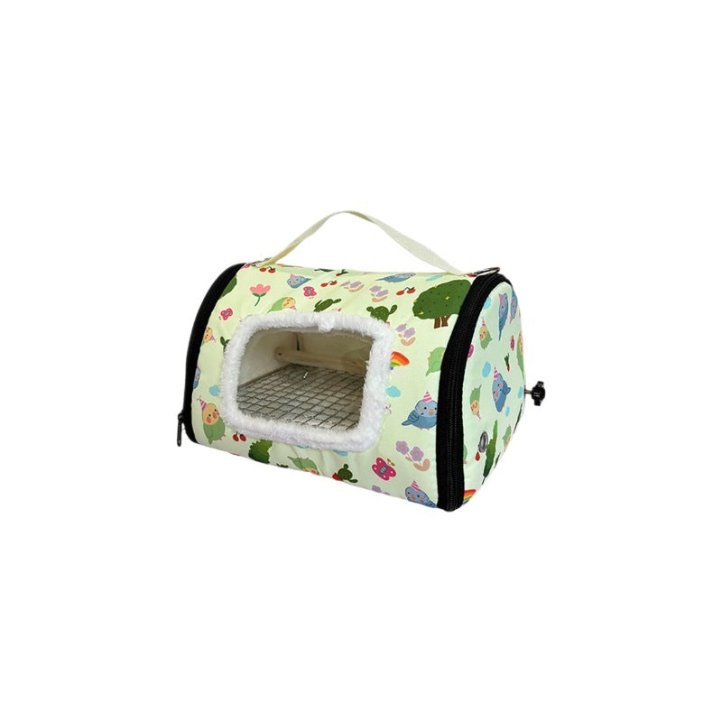Thickened Warm Parrot Carrier Bag with Plush Lining for Outdoor Travel - Portable Bird Cage for Budgies, Peonies, Cockatiels