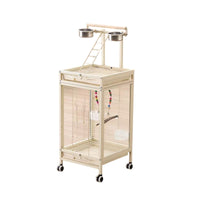 Luxury Bird Cage Villa with Wheels, Stand, Feeder, Square Tube, Large Parrot Cage with High Transparency Glass Anti-Splash