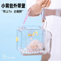 Portable Transparent Pet Carrier for Birds and Hamsters - Breathable Travel Cage for Outdoor Observation