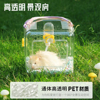 Portable Transparent Pet Carrier for Birds and Hamsters - Breathable Travel Cage for Outdoor Observation