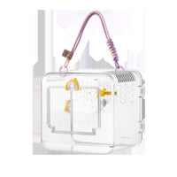 Portable Transparent Pet Carrier for Birds and Hamsters - Breathable Travel Cage for Outdoor Observation