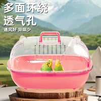 Portable Parrot Bird Cage Carrier, Transparent Lightweight Pet Travel Cage for Small Birds