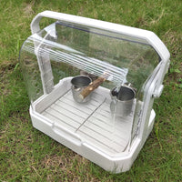 Portable Transparent Bird Carrier Cage for Parrots and Small Birds, Outdoor Travel Observation Cage