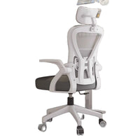 Ergonomic Mesh Office Chair with Headrest, Adjustable Height, Swivel, White Frame
