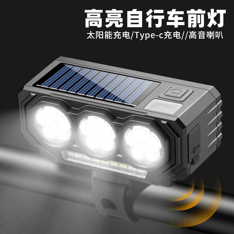 High Brightness Bicycle Front Light, Rotating ABS, 15 LEDs, High/Low Beam with Horn